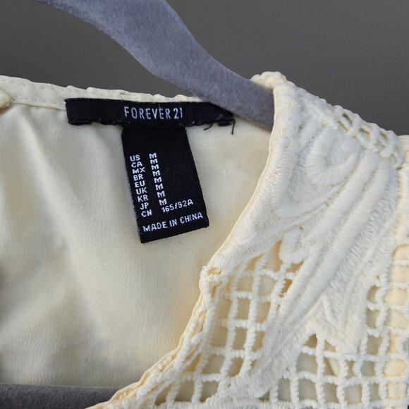 Y2K Forever 21 Yellow Lace Sleeveless Top Size M Boho Fairy Festival Summer - Picture 3 of 5